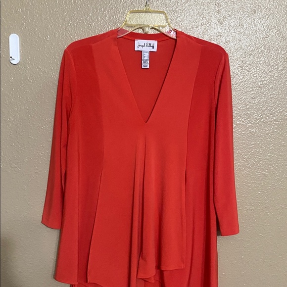 Joseph Ribkoff Vibrant Orange V-Neck Blouse - Picture 2 of 8